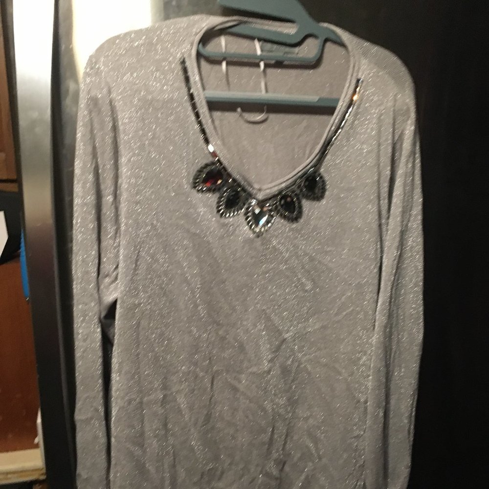 Joseph A Glitter Shark Hem Sweater -290 $35 FIRM